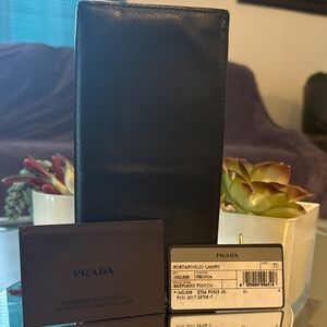 Prada Black Saffiano Leather Long Wallet